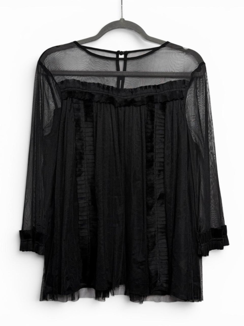 Entro Clothing Gothic Black Layered Sheer Tunic Blouse